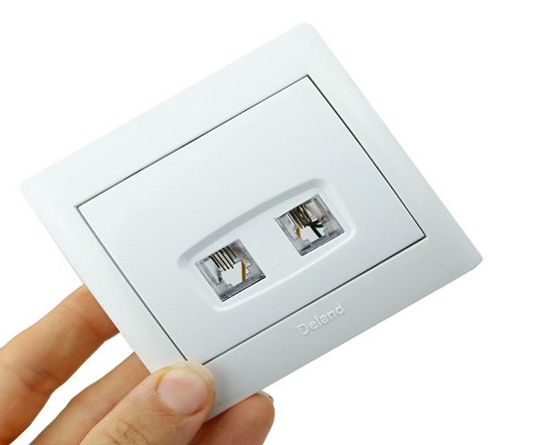 سوکت تلفن دو قلو چهار خط دلند مدل آریا